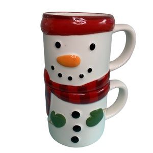 Hallmark Snowman Mugs Stacking set of 2